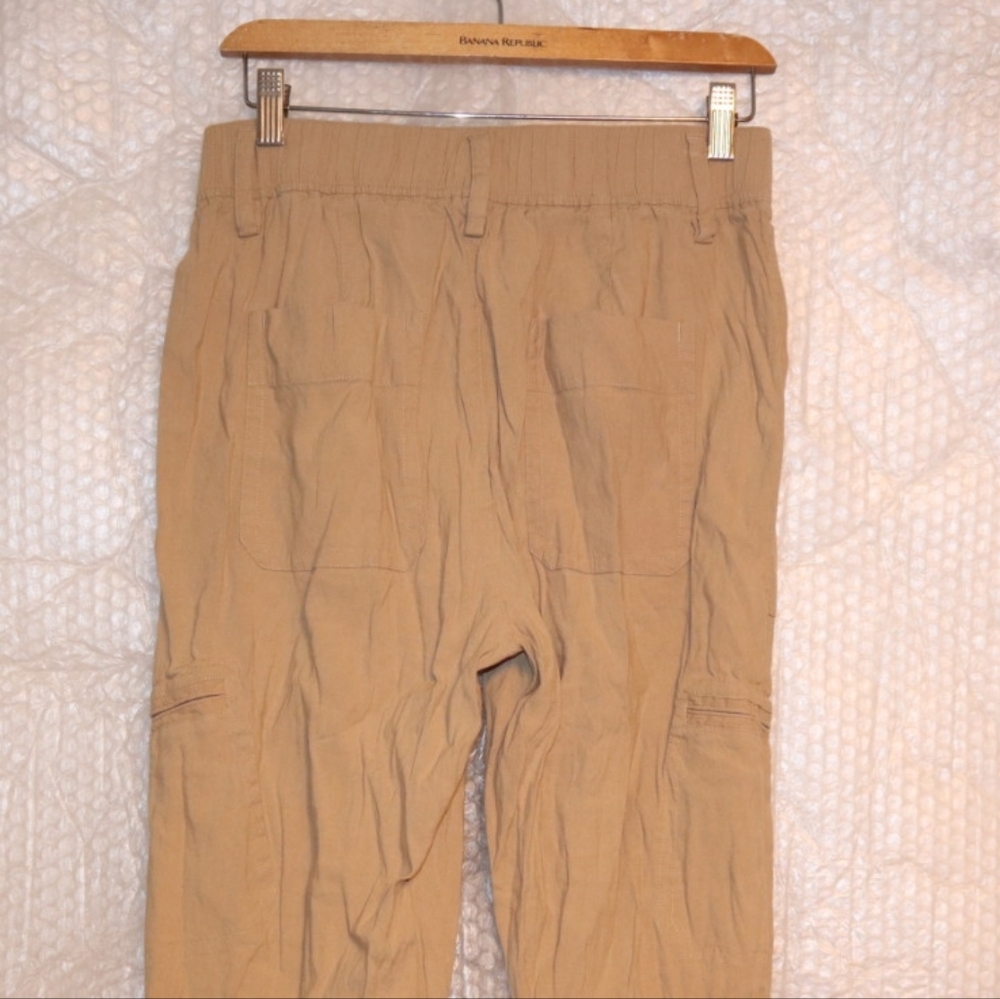 Vince Linen Blend Crop Pants Straight Leg Khaki Casual Size M - Picture 10 of 12